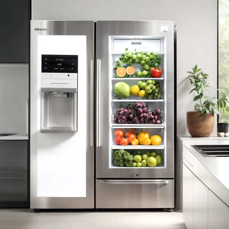 Grafik eines smarten Kühlschranks mit integrierter Sensorik